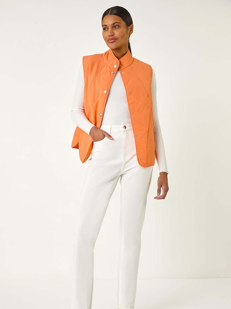 Naranja - Roman Diamond Quilt Short Gilet - Imagen 1 de 5 Naranja - Roman Diamond Quilt Short Gilet - Imagen 1 de 5