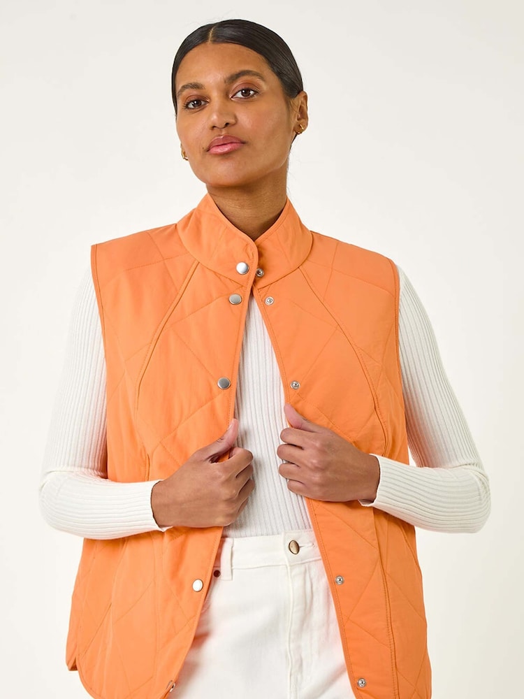 Naranja - Roman Diamond Quilt Short Gilet - Imagen 2 de 5 Naranja - Roman Diamond Quilt Short Gilet - Imagen 2 de 5