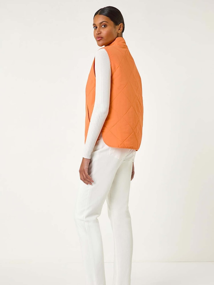 Roman Orange Diamond Quilt Short Gilet - Image 3 of 5