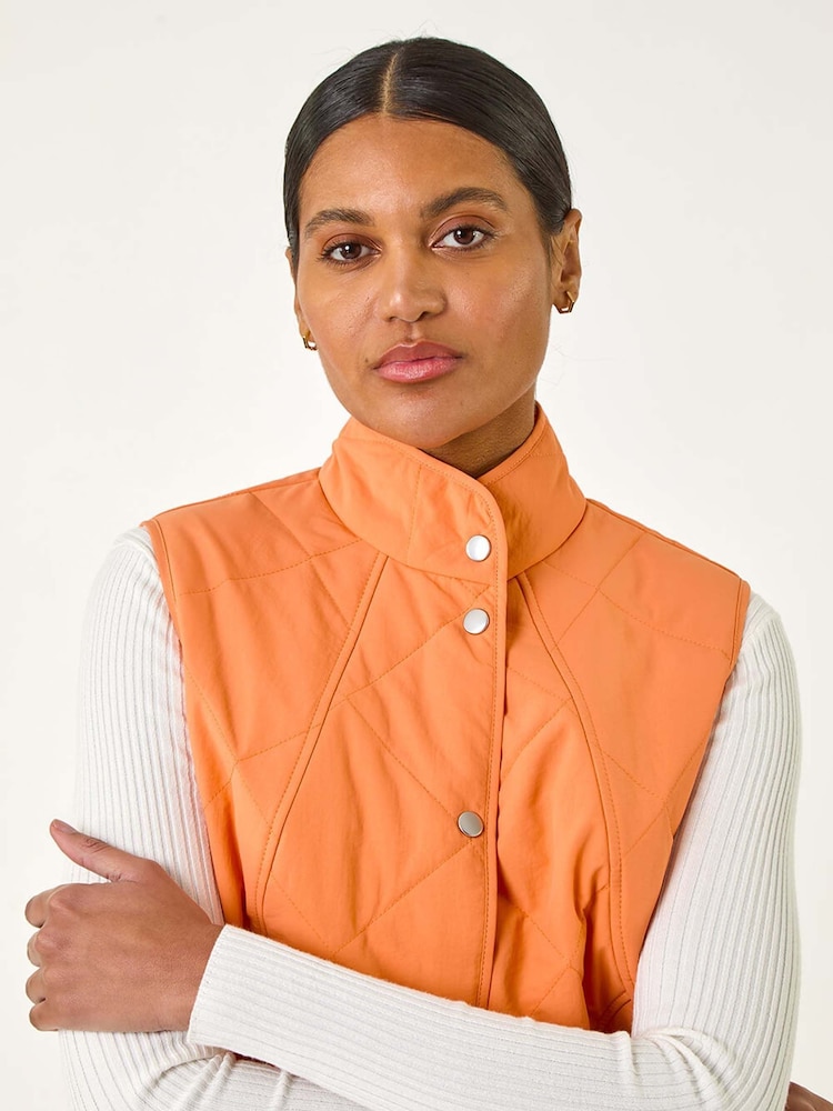 Roman Orange Diamond Quilt Short Gilet - Image 4 of 5