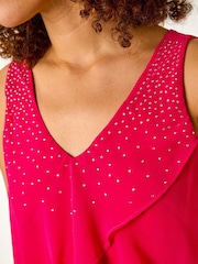 Roman Pink Embellished Hotfix Tiered Chiffon Dress - Image 5 of 5