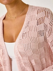 Roman Pink Shimmer Texture Slouch Stitch Cardigan - Image 5 of 5