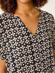 Roman Black Abstract Print V-Neck Tunic Top - Image 5 of 5