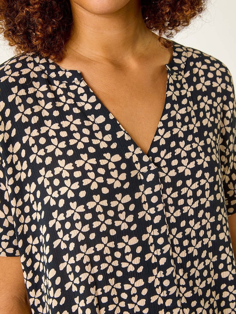 Roman Black Abstract Print V-Neck Tunic Top - Image 5 of 5