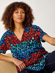 Roman Blue Abstract Spot Print Tunic - Image 1 of 5