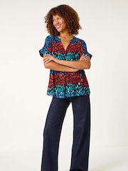 Roman Blue Abstract Spot Print Tunic - Image 2 of 5
