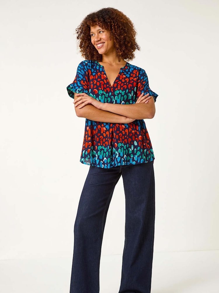 Roman Blue Abstract Spot Print Tunic - Image 2 of 5