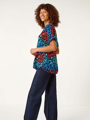 Roman Blue Abstract Spot Print Tunic - Image 3 of 5