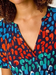 Roman Blue Abstract Spot Print Tunic - Image 5 of 5