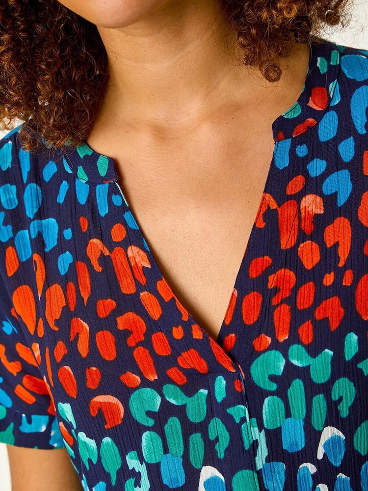 Roman Blue Abstract Spot Print Tunic - Image 5 of 5