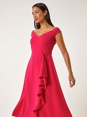Roman Pink Bardot Ruffle Wrap Dress - Image 2 of 5