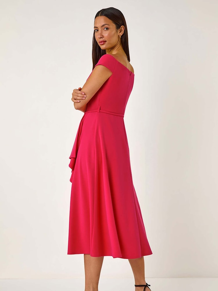 Roman Pink Bardot Ruffle Wrap Dress - Image 3 of 5