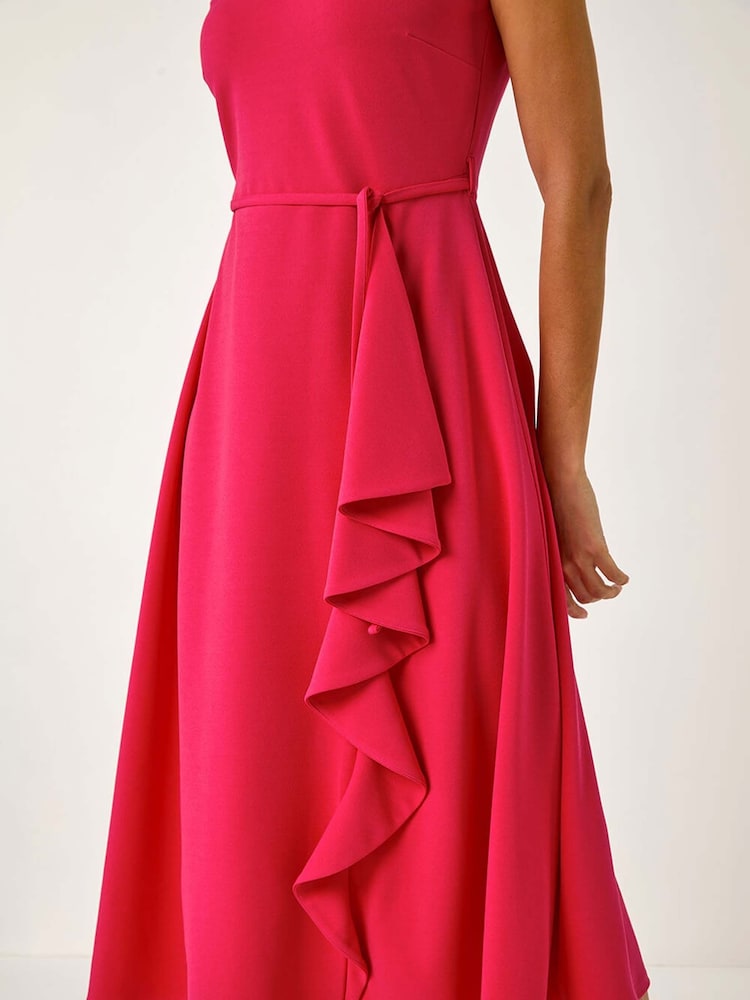 Roman Pink Bardot Ruffle Wrap Dress - Image 5 of 5