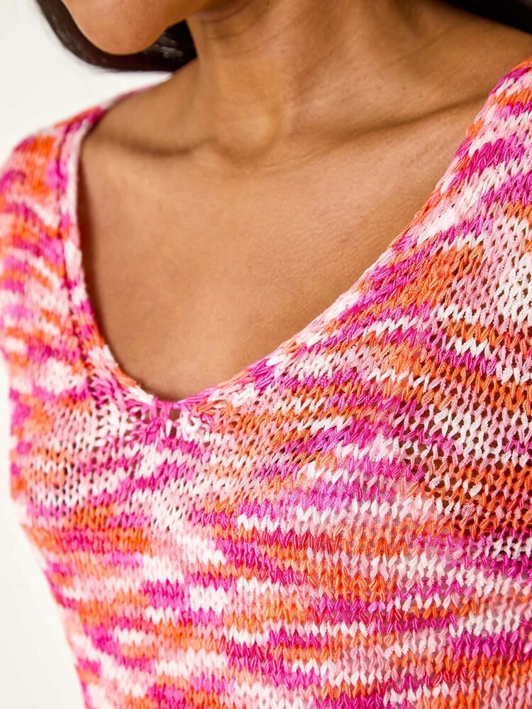 Roman Pink Spacedye V-Neck Knit Jumper - Image 5 of 5 Roman Pink Spacedye V-Neck Knit Jumper - Image 5 of 5