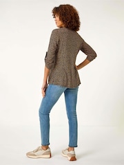Roman Black Spot Print V-Neck Stretch Shirt - Image 3 of 5