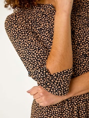 Roman Black Spot Print V-Neck Stretch Shirt - Image 5 of 5