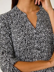 Roman Black Animal Print Pintuck Shirt - Image 5 of 5