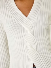 Roman White Cable Split Knit Jumper - Image 5 of 5