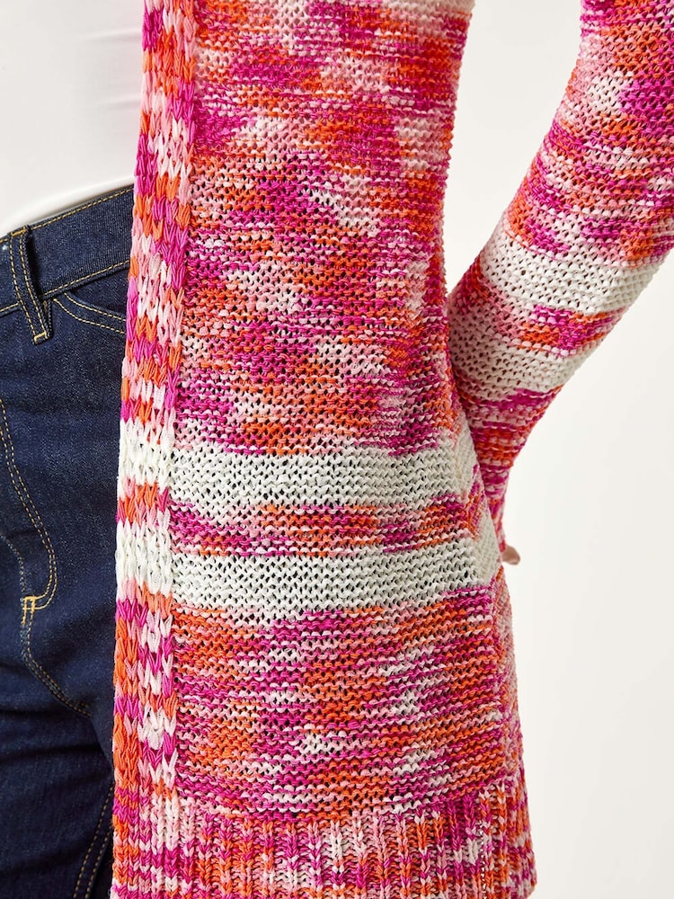 Roman Pink Colour Block Spacedye Knit Cardigan - Image 5 of 5