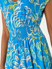 Roman Blue Abstract Ruched Maxi Dress - Image 5 of 5