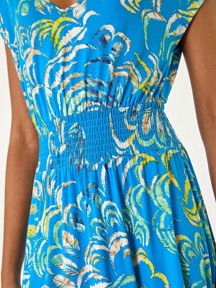Roman Blue Abstract Ruched Maxi Dress - Image 5 of 5