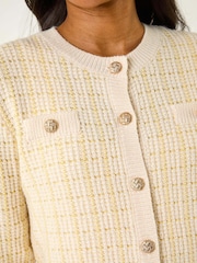 Roman Yellow Check Textured Button Knit Cardigan - Image 5 of 5