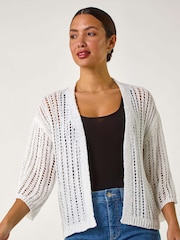 Roman White Stitch Detail Knit Cardigan - Image 5 of 5