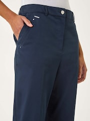 Roman Blue Cotton Full Length Stretch Trousers - Image 5 of 5
