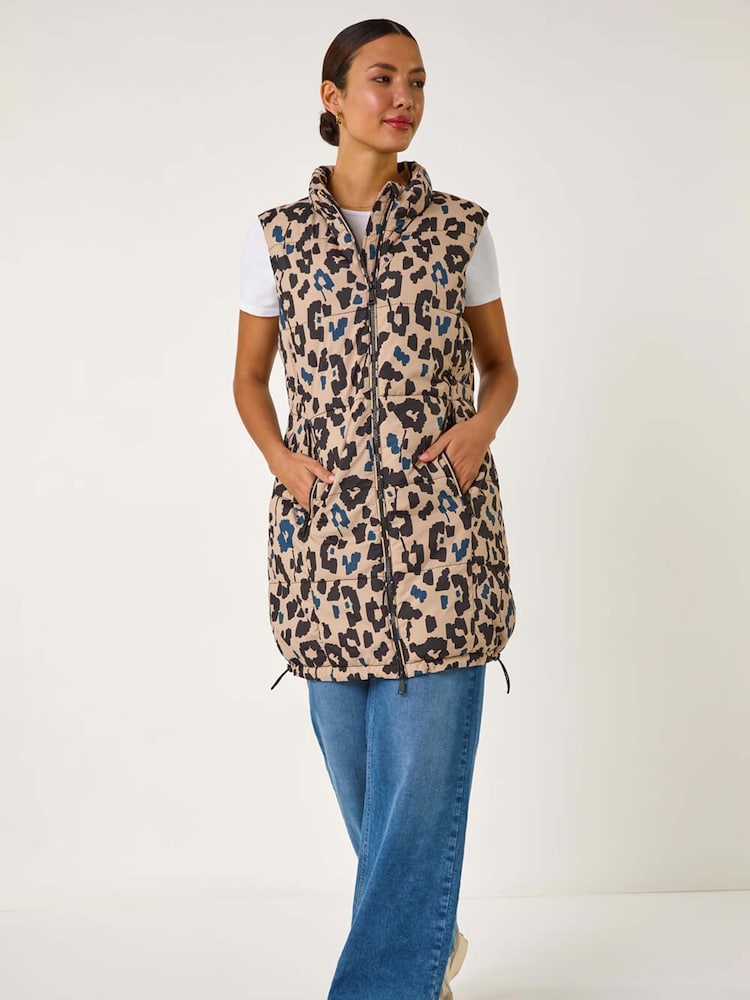 Roman Natural Animal Print Hooded Gilet - Image 2 of 5