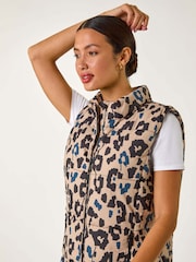 Roman Natural Animal Print Hooded Gilet - Image 4 of 5