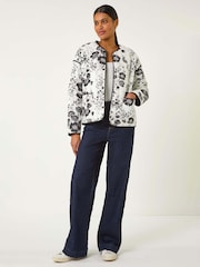 أسود - Roman Floral Print 100% Cotton Jacket - صورة 1 من 5