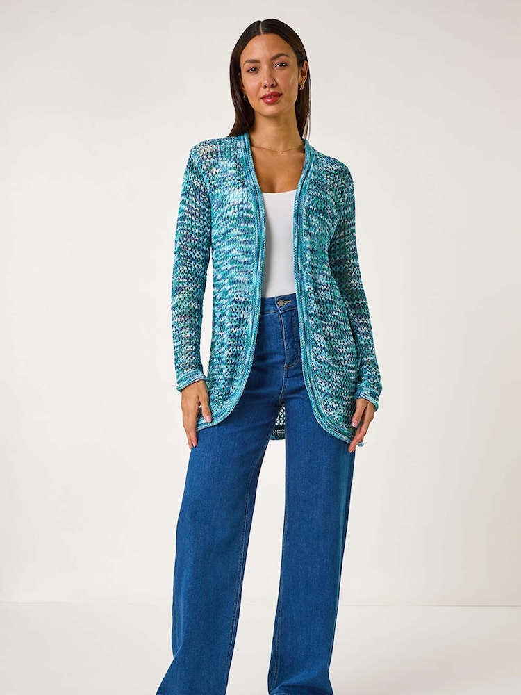 Roman Blue Spacedye Lightweight Knit Cardigan - Image 2 of 5