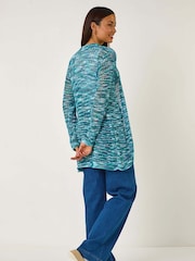 Roman Blue Spacedye Lightweight Knit Cardigan - Image 3 of 5