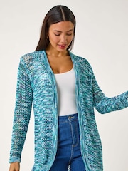 Roman Blue Spacedye Lightweight Knit Cardigan - Image 4 of 5
