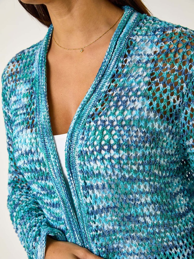 Roman Blue Spacedye Lightweight Knit Cardigan - Image 5 of 5