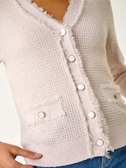 Roman Pink Fringe Button Knit Cardigan - Image 5 of 5