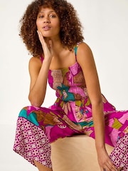 Roman Floral Print Border Frill Jumpsuit - Imagen 2 de 5