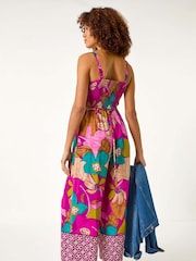 Roman Floral Print Border Frill Jumpsuit - Imagen 3 de 5
