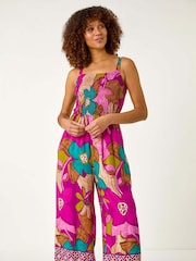 Roman Floral Print Border Frill Jumpsuit - Imagen 4 de 5
