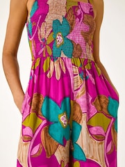 Roman Floral Print Border Frill Jumpsuit - Imagen 5 de 5