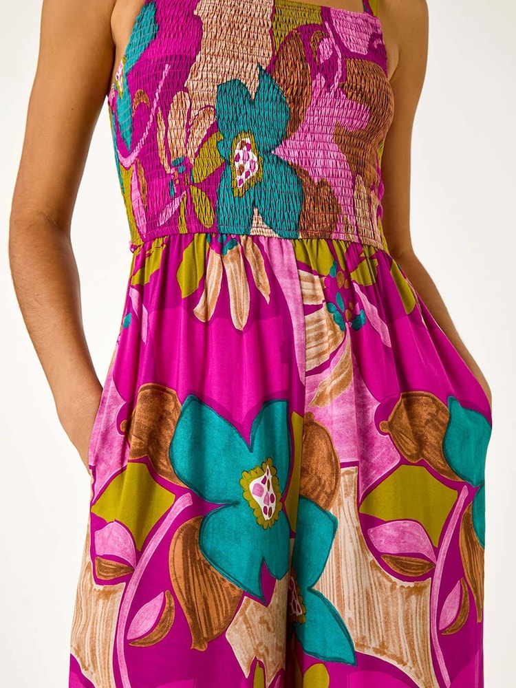 Roman Floral Print Border Frill Jumpsuit - Imagen 5 de 5