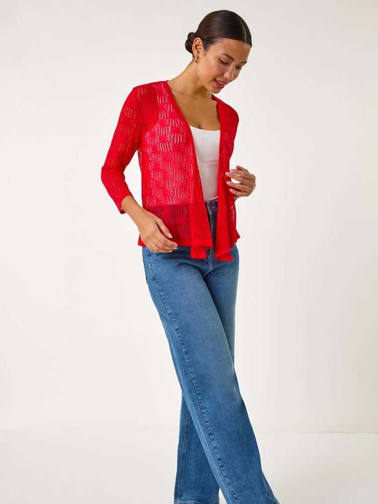 Roman Red Textured Light Knit Shrug - Image 2 of 5