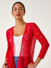 Roman Red Textured Light Knit Shrug - Image 4 of 5