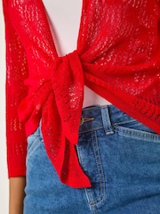 Roman Red Textured Light Knit Shrug - Image 5 of 5
