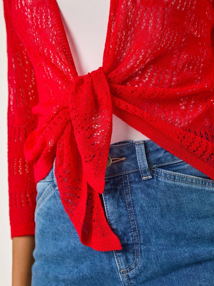 Roman Red Textured Light Knit Shrug - Image 5 of 5