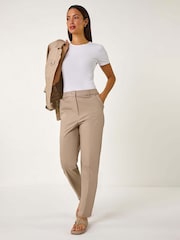 Roman Natural Cotton Full Length Stretch Trousers - Image 1 of 5
