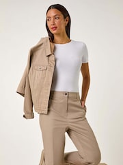 Roman Natural Cotton Full Length Stretch Trousers - Image 2 of 5