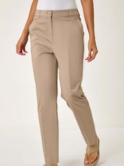 Roman Natural Cotton Full Length Stretch Trousers - Image 4 of 5