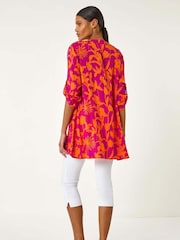 Roman Pink Bolt Floral Print Pleat Front Top - Image 3 of 5