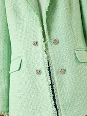 Roman Green Textured Frayed Edge Boucle Button Jacket - Image 5 of 5